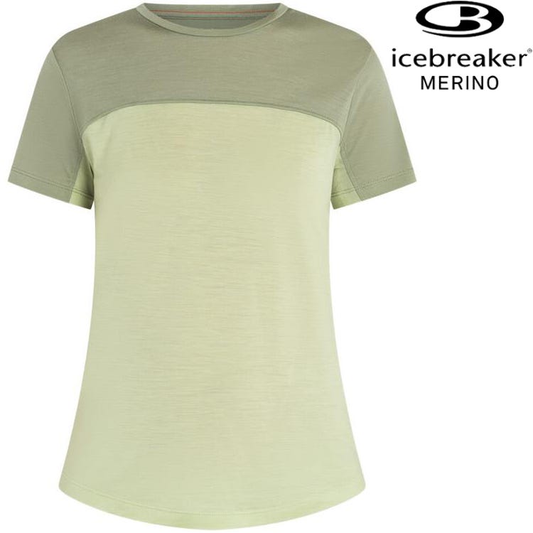 Icebreaker Sphere III Cool-Lite 女款 美麗諾羊毛排汗衣/圓領短袖上衣 色塊拼接-125 0A56XY B86 草綠/青蘋果綠