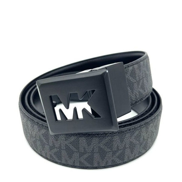MICHAEL KORS 皮帶 腰帶 寬版可翻轉雙面使用 黑灰色PVC/黑色皮革 M88166 MK(現貨)▶指定Outlet商品5折起☆現貨【送禮首選★APP下單點數4倍送】