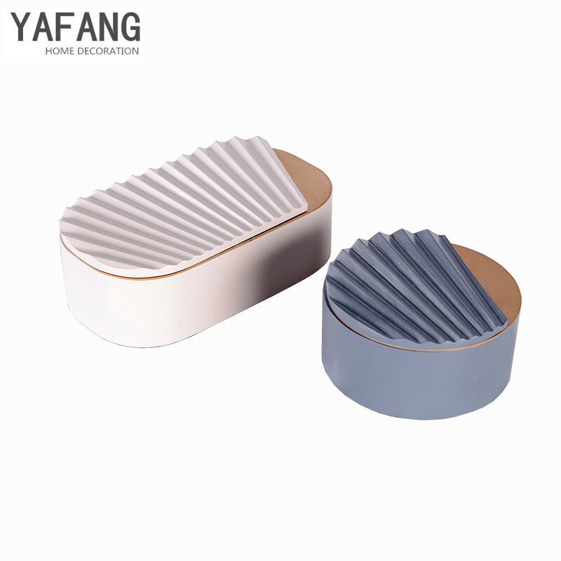 現代簡約波浪紋折紙蓋首飾收納儲物盒擺件歐式輕奢樣板房軟裝飾品
