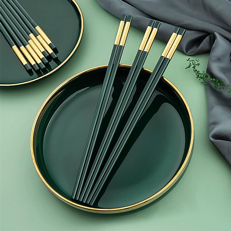 高端合金筷子家用高檔耐高溫綠色輕奢商用餐飲酒店專用洗碗機可用
