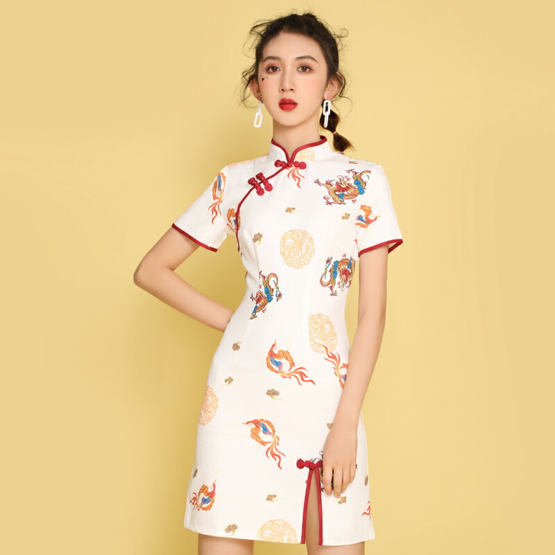 夏季新式中國風旗袍小個子修身顯瘦年輕款少女改良版連衣裙