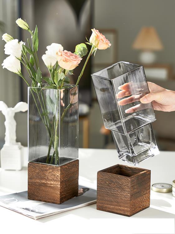 日式簡約創意輕奢擺件新款復古花瓶玻璃插花水養花客廳餐桌裝飾 雙十一全館距惠