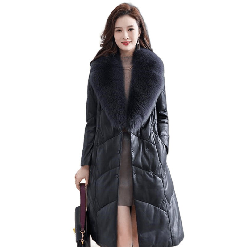 【紐約精品】 現貨+預購 真羊皮狐狸毛領白鴨絨羽絨皮衣秋冬外套寬鬆休閒女裝-毛領輕奢長款女外套n1ml44