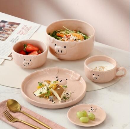 套装可愛碗碟套裝陶瓷日式卡通餐具家用創意個性少女一人食早餐盤子碗 全館免運