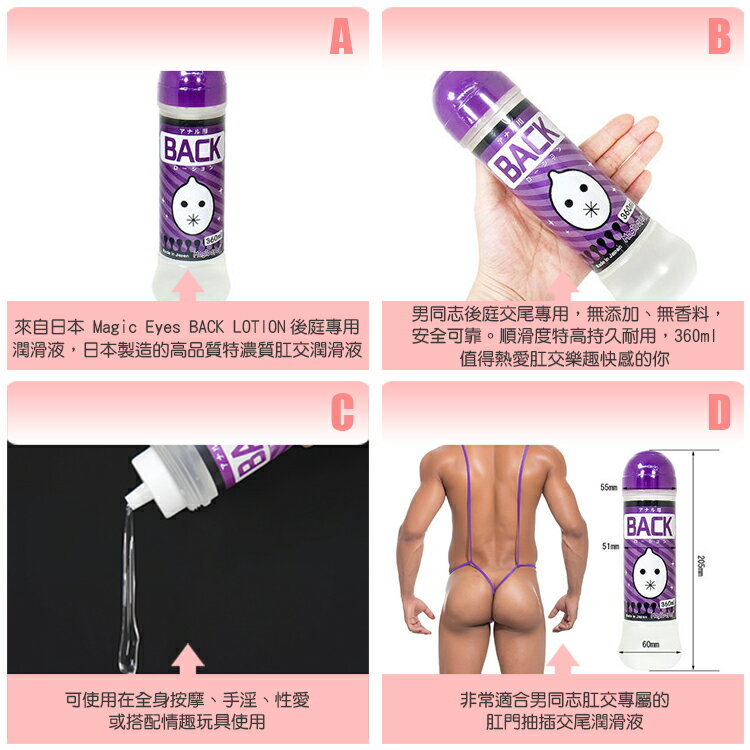 日本MAGIC EYES 男同志後庭交尾肛交專用潤滑液BACK LOTION LOTION FOR  