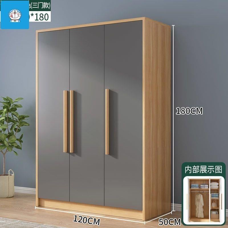 九五折+ 實木衣櫃 衣柜實木質對開門簡約家用臥室出租房經濟型衣櫥成人簡易板式衣柜