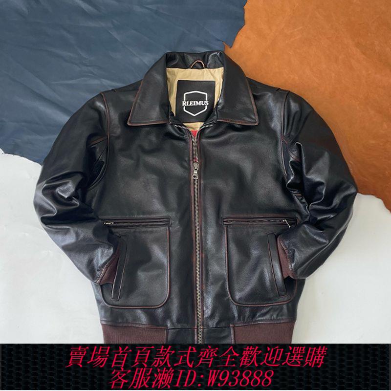 【買它！流行男裝】新款A2飛行員復古翻領皮夾克頭層牛皮真皮皮