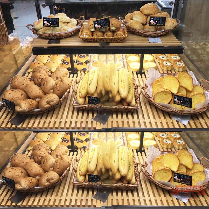 日式手工麵包籃圓形藤編藍小吃盤烘焙託盤展示蔬菜籃零食筐編織盤