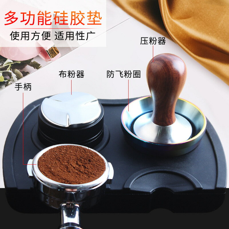 51/53/58mm不銹鋼咖啡壓粉器螺紋木柄壓粉錘咖啡機手柄布粉器套裝【宜家良品百貨】