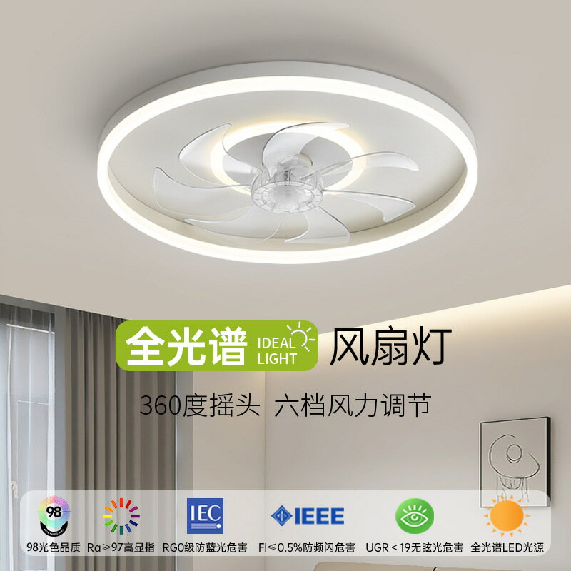 【免運/可開票】臺灣公司 吸頂燈 吸頂風扇燈 吸頂風扇 直流風扇 風扇燈 360度搖頭風扇燈臥室吸頂燈現代簡約極簡一體電扇燈主臥餐廳燈具