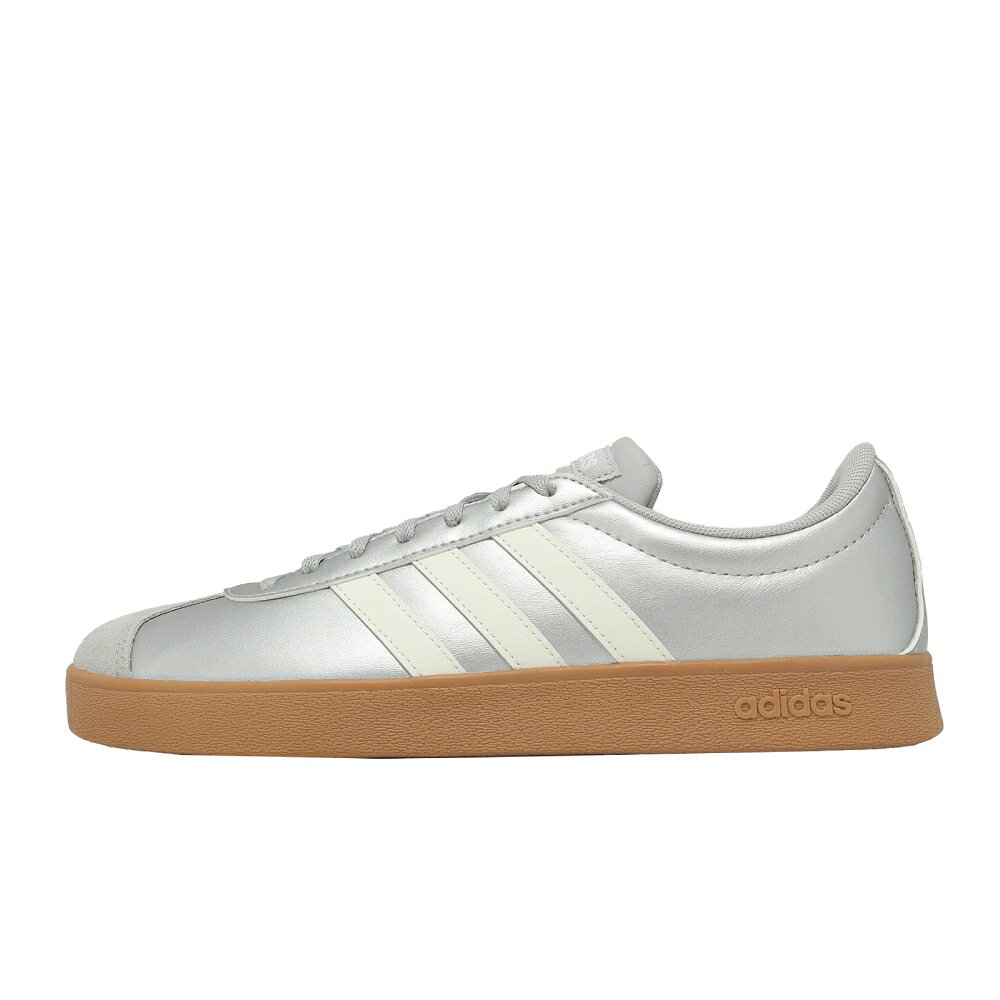 adidas 休閒鞋 VL Court Base 女鞋 銀 白 膠底 復古 愛迪達 JQ3048