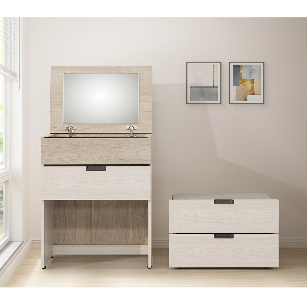 【直人木業】HANA當代日系60公分多功能掀鏡化妝桌｜舒心寢間｜#APP結帳再賺4%點數#熱門收藏家具 1