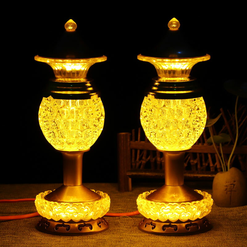蓮花燈 佛供燈 長明燈 家用插電招財長明燈仙家LED佛臺水晶球供燈蓮花觀音財神燈