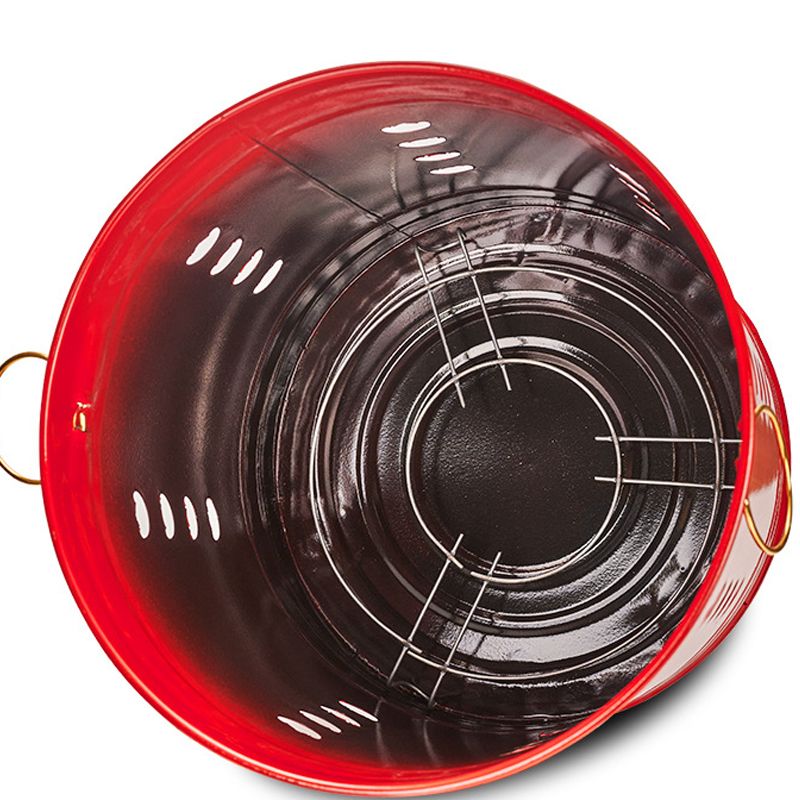 燒紙桶燒金桶 聚寶盆家用搪瓷桶紅桶耐高溫不怕燒升級加厚燒金桶元寶火盆鐵桶 6