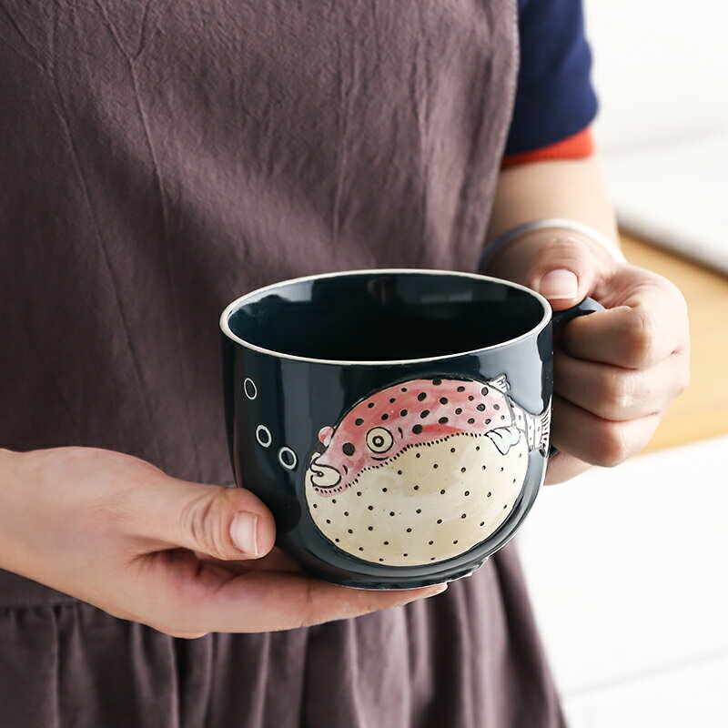 日式陶瓷杯大容量馬克杯帶蓋勺陶瓷牛奶麥片燕麥杯早餐杯水杯杯子 廚房小物