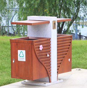 創意戶外仿古典木紋垃圾桶景區分類垃圾箱公園小區果皮箱原創設計