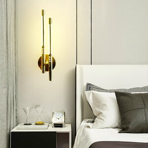 輕奢現代客廳背景墻燈臥室床頭燈墻面裝飾自帶LED三色12W壁燈 全館免運