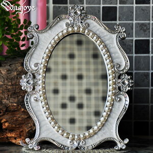 布爾凱索復古歐式小臺鏡子可愛創意單面高清臺式公主化妝鏡梳妝鏡