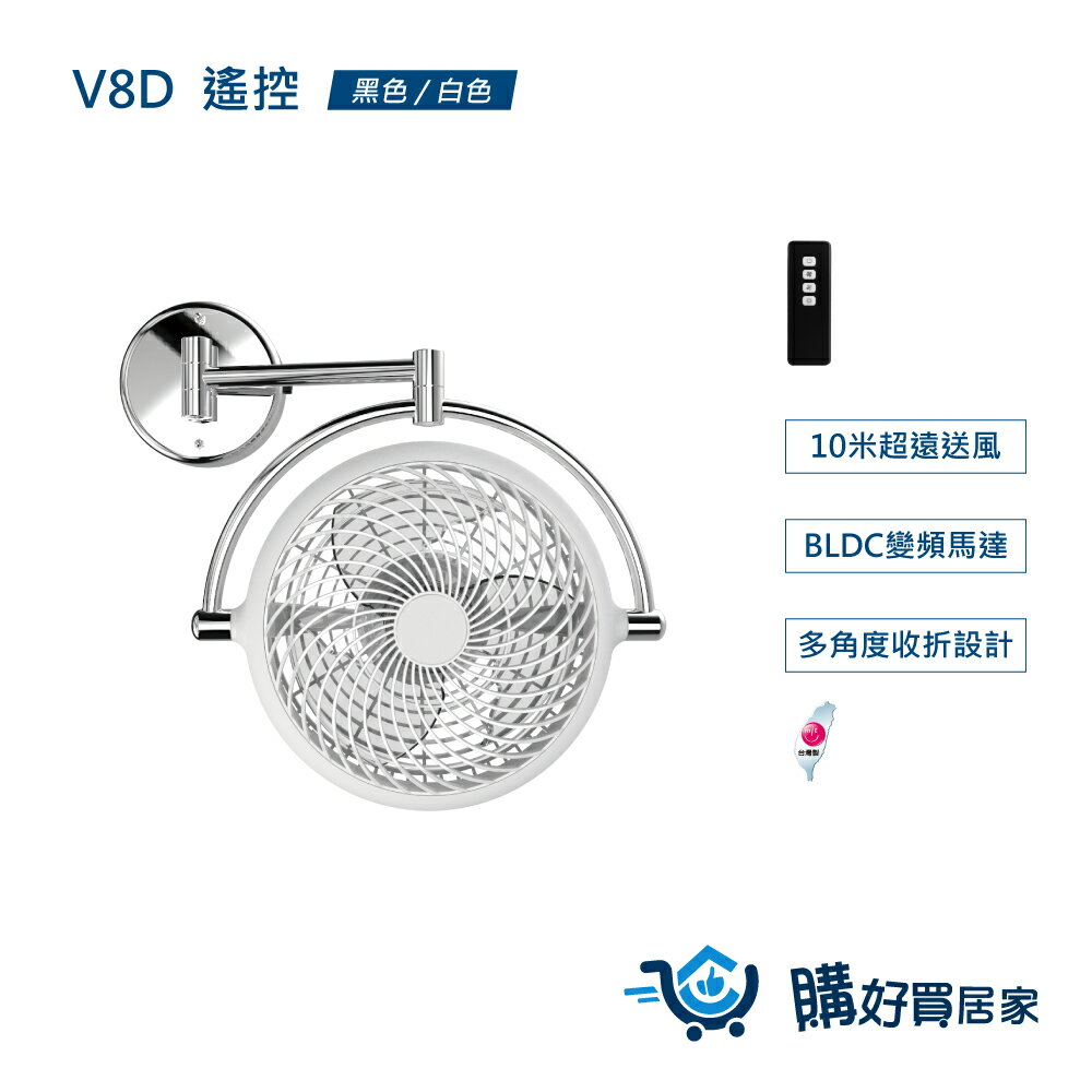 ALASKA 8吋 VIVI摺疊循環扇 霧白款 V8D 遙控 涼風扇 電扇