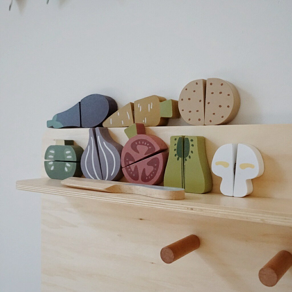 兒童木製水果切切樂nunukids平面蔬菜切切樂拼圖 扮家家酒玩具拼圖拼版 　益智木質　木製玩具拼圖切 2