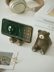 實木手機支架小熊木質支撐架桌面ipad托架座車載木雕創意禮品擺件