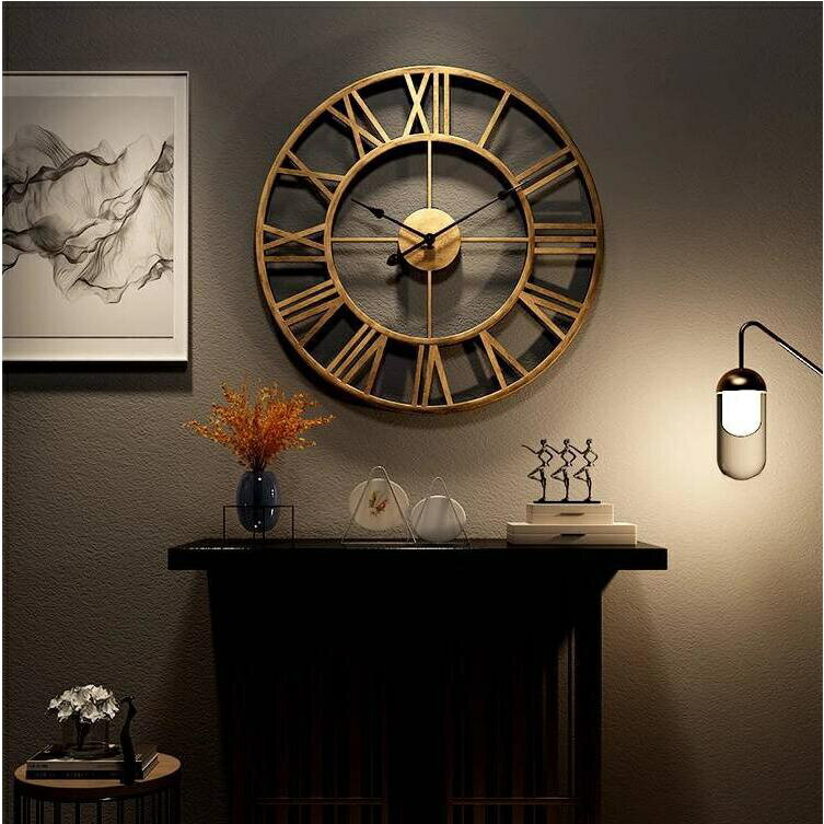 創意仿古個性簡約時鐘 創意掛鐘 藝術鐘錶 客廳北歐時鐘 靜音現代掛鐘 時尚裝飾輕奢牆壁掛錶 壁鐘 鐵藝創