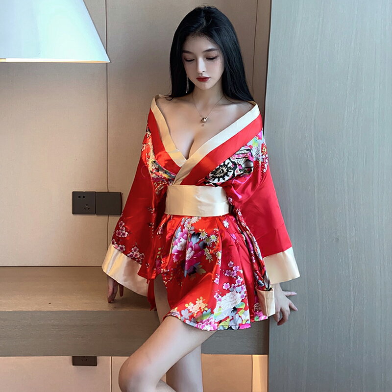 日式開衫和服睡衣女2022春季新款韓版時尚系帶改良旗袍收腰連衣裙