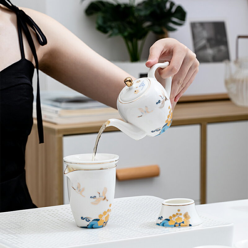 德化羊脂玉白瓷茶壺家用過濾大容量泡茶水壺純手工琺瑯彩陶瓷單壺