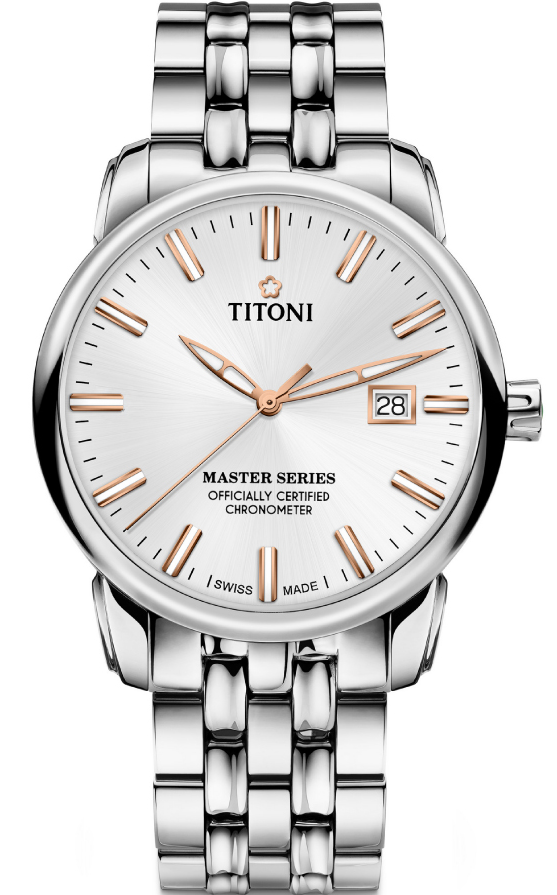 TITONI 梅花錶 大師系列 MASTER SER 天文台認證機械腕錶(83188S-575R)-41mm-銀面鋼帶【刷卡回饋 分期0利率】【APP下單22%點數回饋】