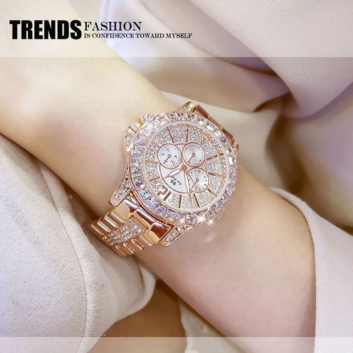 女士手錶 女防水鑲鉆時尚氣質韓版潮流大錶 盤鋼帶女錶 2022新款