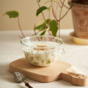 草苓 玻璃碗耐高溫 家用早餐燕麥麥片微波爐專用的碗單個ins