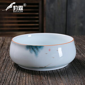 國風國潮手繪白瓷茶洗茶杯清洗消毒熱水盆手工日式家用泡茶專用品