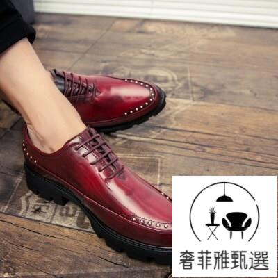 快速出貨/內增高鞋男 紅色鉚釘增高鞋 男士夏季內增高男式6CM正裝商務系帶皮鞋男鞋皮鞋