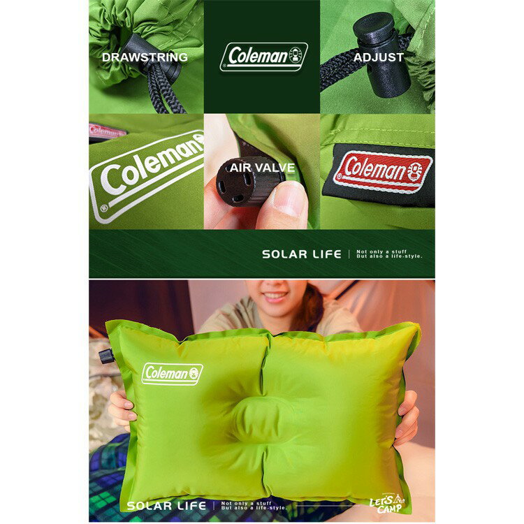 Coleman 自動充氣枕頭/CM-0428J 露營充氣枕TPU睡枕戶外枕旅行枕靠枕