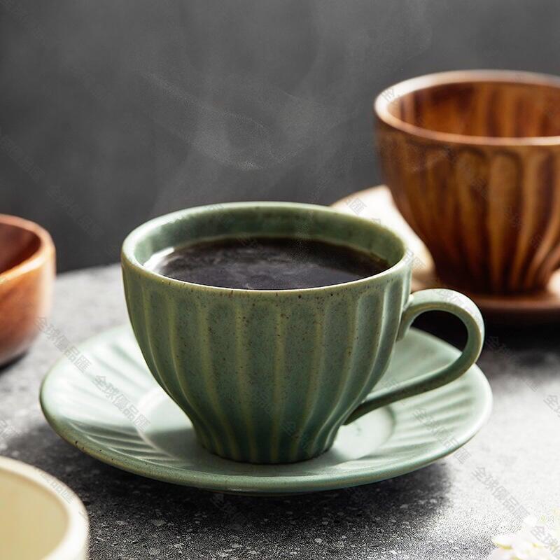 【全球優品匯】歐式手衝陶瓷咖啡杯家用復古粗陶杯子ins風日式下午茶具杯碟套裝