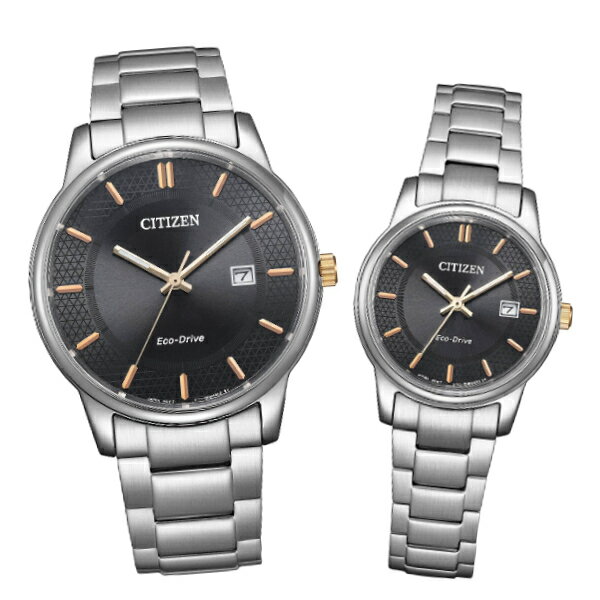 CITIZEN 星辰 PAIR系列 BM6977-70E+EW2317-76E 光動能銀框情侶對錶 黑麵｜樂天全館特惠中★指定刷卡回饋10%