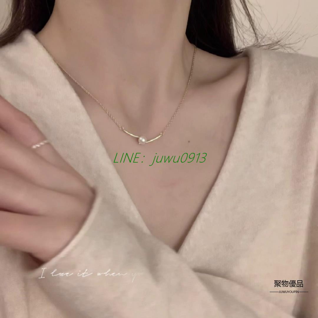 單顆珍珠吊墜金色項鍊女款輕奢小眾設計感鎖骨鍊頸鍊高階感配飾【聚物優品】