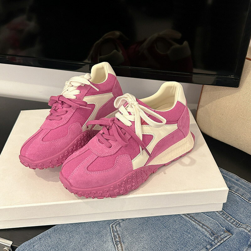 真皮~7CM內增高德訓鞋女鞋厚底春夏款小個子復古休閑運動鞋老爹鞋