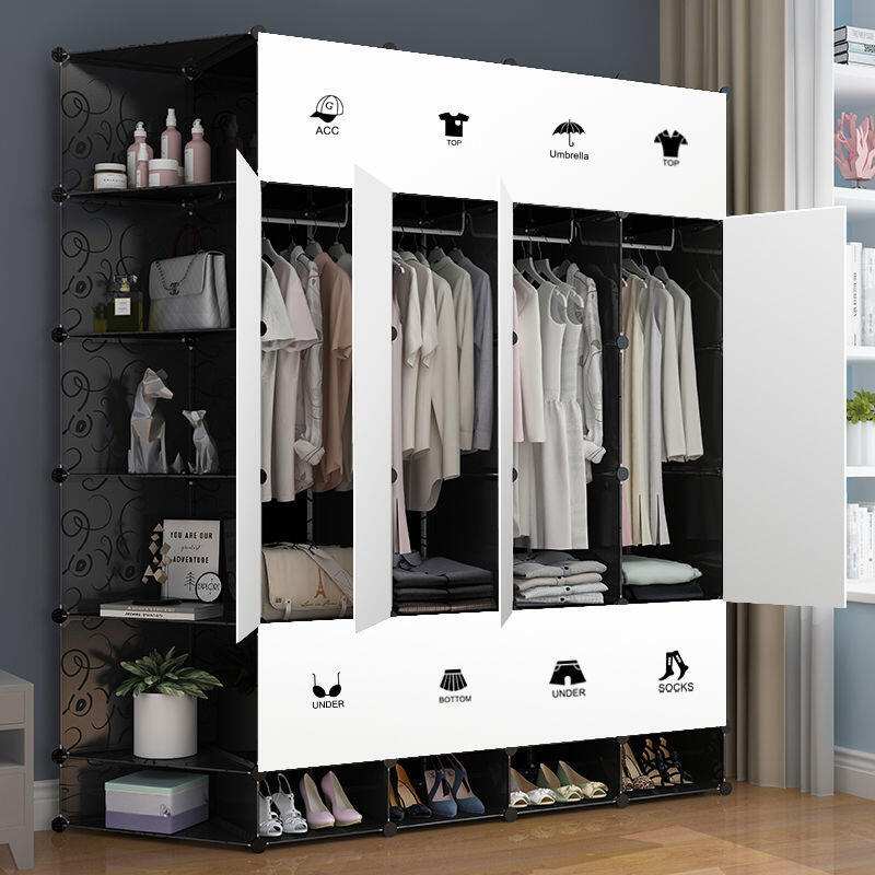 2022新款衣櫃家用臥室出租房簡易組裝布衣櫥兒童衣服收納櫃掛衣架