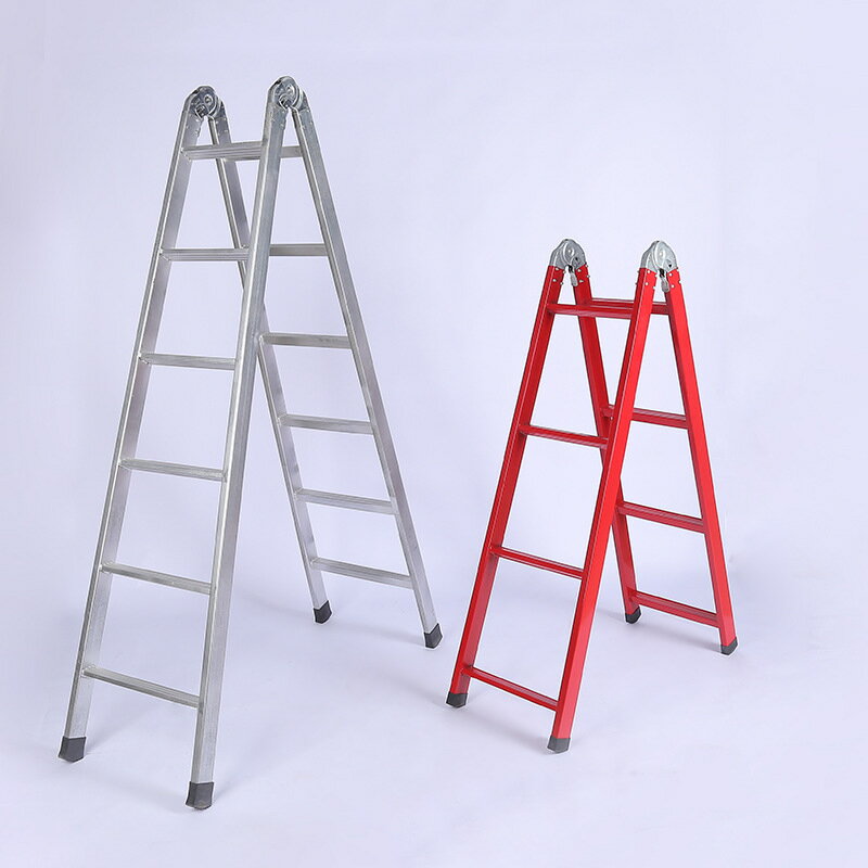 優樂悅~廠家供應鍍鋅鐵梯人字梯家用折疊人字兩用鐵梯雙側加厚紅鐵梯子