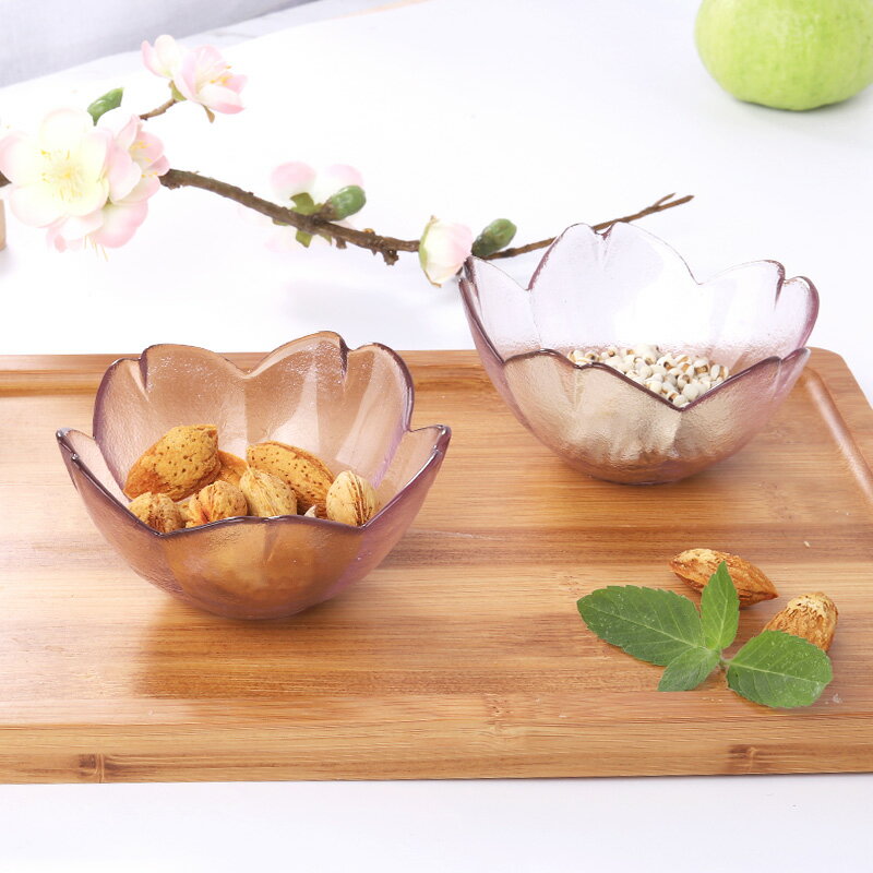 蘸料小碗日式櫻花玻璃碗家用碟醋醬油碟子水果碗可愛透明創意餐具