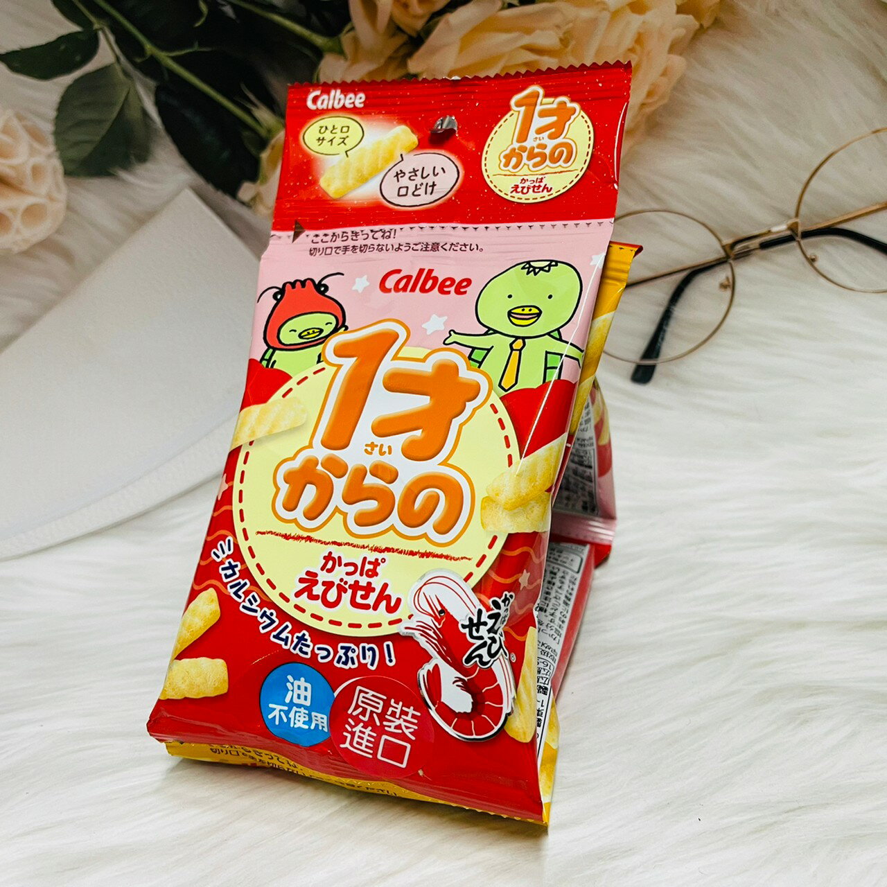 日本 calbee 加樂比 四連蝦風味餅乾 32g 1歲起可吃 油不使用｜全店$199免運