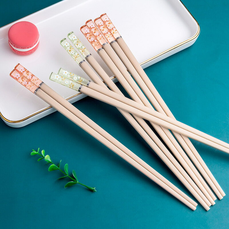 日式合金筷子家用防霉防菌防滑耐高溫高檔精致櫻花水晶高顏值輕奢