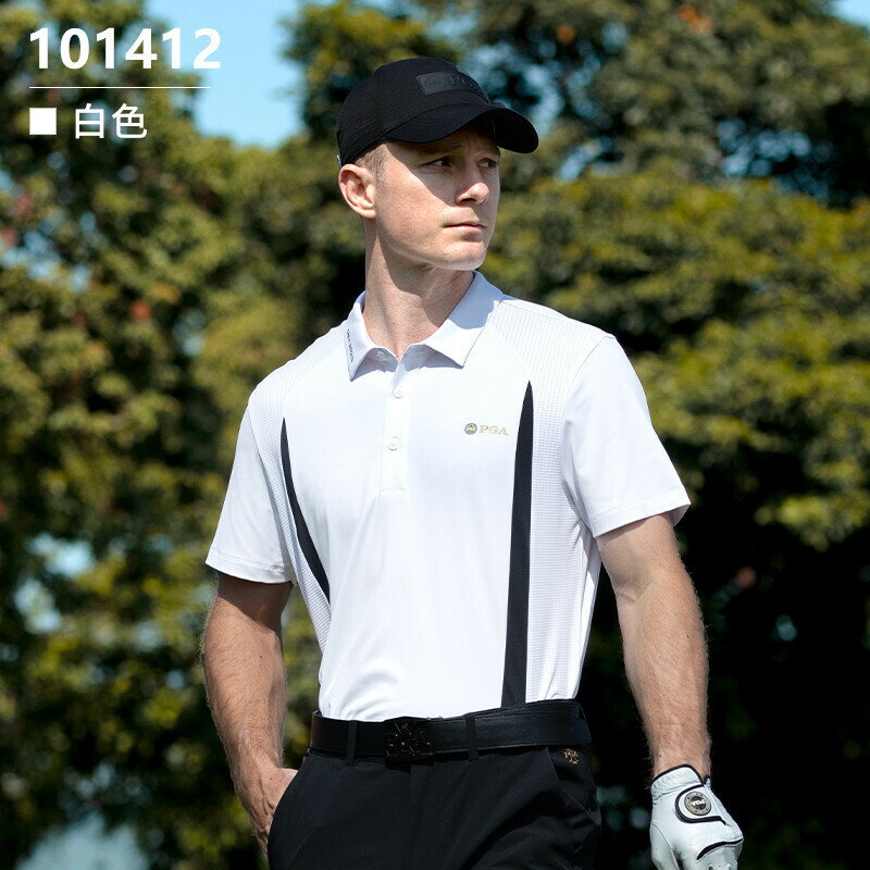 美國PGA 2025夏季高爾夫球服男裝短袖T恤polo衫速幹運動戶外兩側透氣網