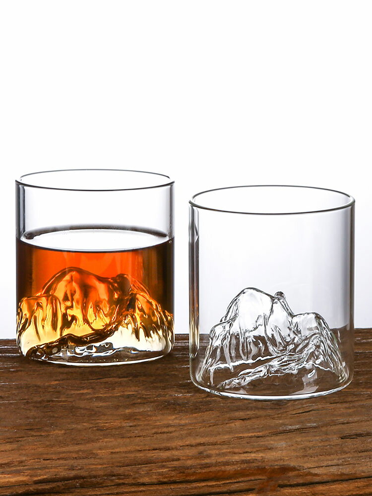 富士山玻璃杯水杯家用喝水杯子網紅果汁杯飲料杯威士忌酒杯啤酒杯
