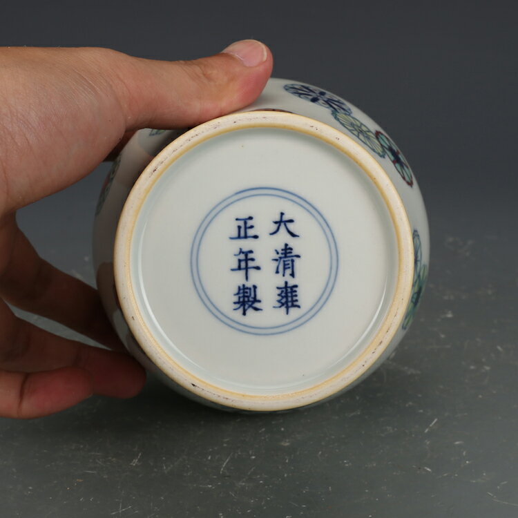 大清雍正斗彩皮球花搖鈴尊古董古玩收藏真品彩繪花瓶老物件瓷器| 協貿