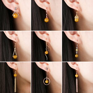 S925銀耳釘女氣質簡約耳環空托 耳飾品韓國清新珍珠蜜蠟diy耳釘托