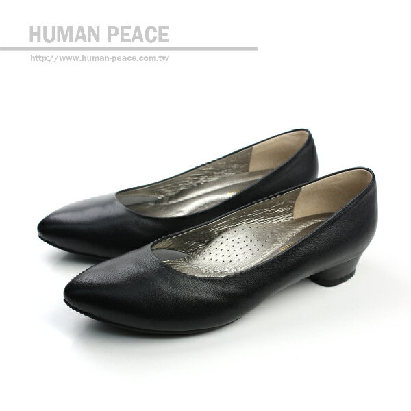 HUMAN PEACE 皮革 舒適 低跟 上班族 戶外休閒鞋 黑色 女鞋 no180