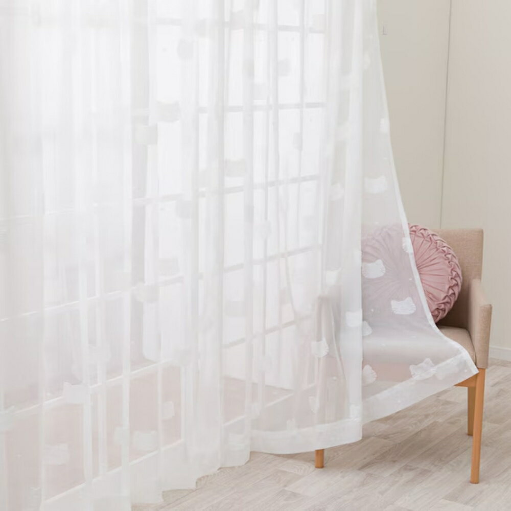 蕾絲窗簾兩件組 窗紗 DH175 CAT 貓 100X176×2 NITORI宜得利家居