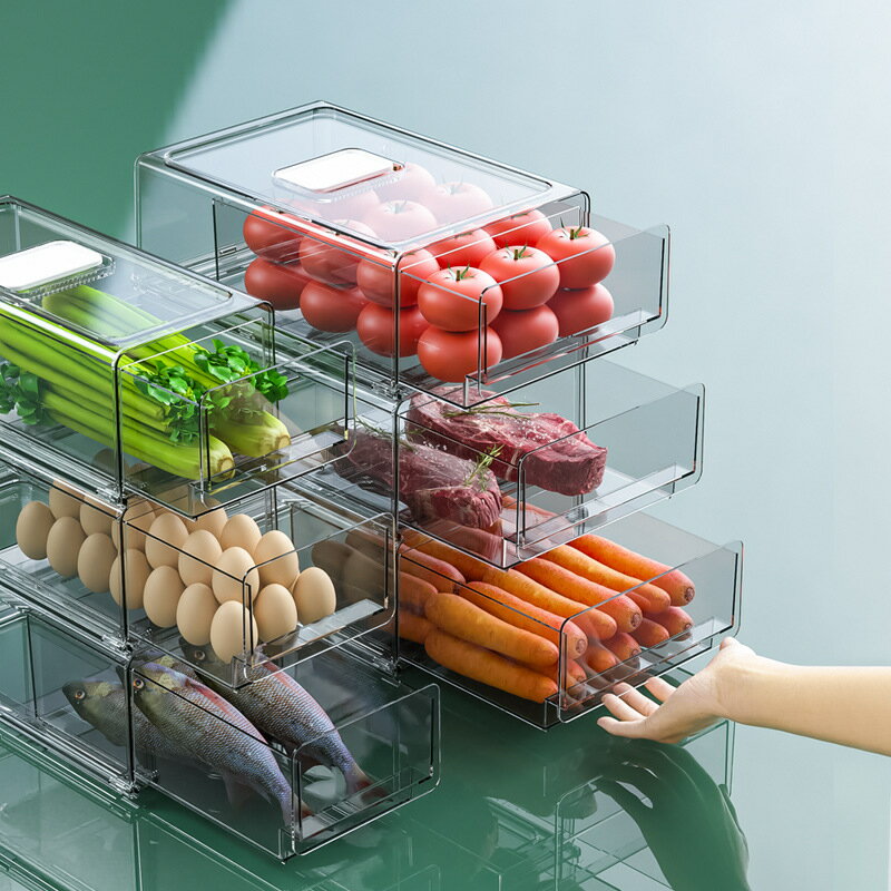 放冷凍室抽屜式里內部冰箱里面的收納盒放水果的收納箱收納筐整理-快速出貨